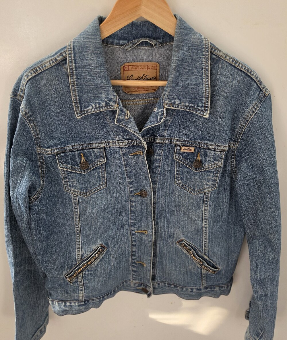 Levi's Straus Light Blue Women's Denim Jacket Size S Y2K stud Pockets